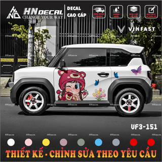 Tem dán xe VF3 - Decal dán xe VF3 MẪU TEM BÉ GÁI DỄ THƯƠNG . 1 bộ dán 2 bên ( mẫu VF3 - 151 )
