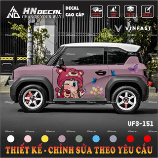 Tem dán xe VF3 - Decal dán xe VF3 MẪU TEM BÉ GÁI DỄ THƯƠNG . 1 bộ dán 2 bên ( mẫu VF3 - 151 )