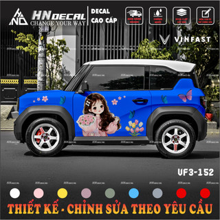 Tem dán xe VF3 - Decal dán xe VF3 MẪU TEM CÔ GÁI DỄ THƯƠNG  . 1 bộ dán 2 bên ( mẫu VF3 - 152 )