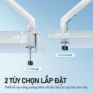 Giá Đỡ Màn Hình Arm Màn Hình Trắng/Đen 13-34 inch 2-10KG Xoay 360° điều chỉnh đa hướng
