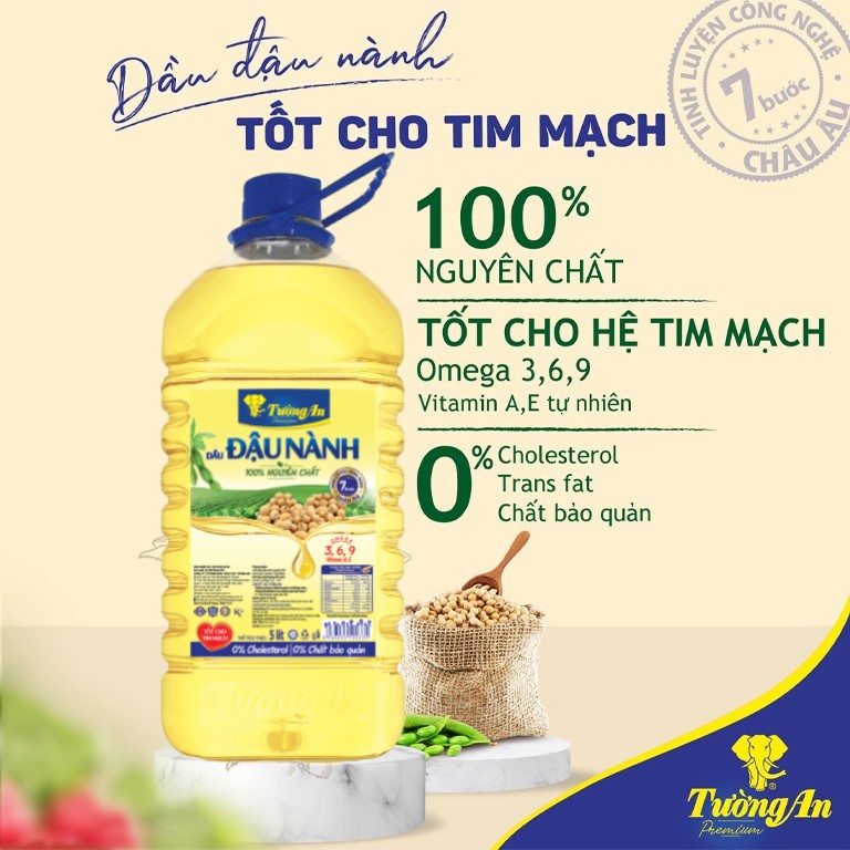 [LIVE] [MUA 5L TẶNG 400ML] Dầu Đậu Nành Tường An Premium 5L