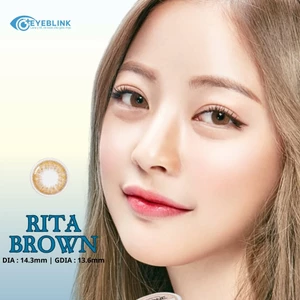 Kính áp tròng cận y tế màu nâu sáng Rita Brown 3 tháng chất liệu Silicone Hydrogel EyeBlink