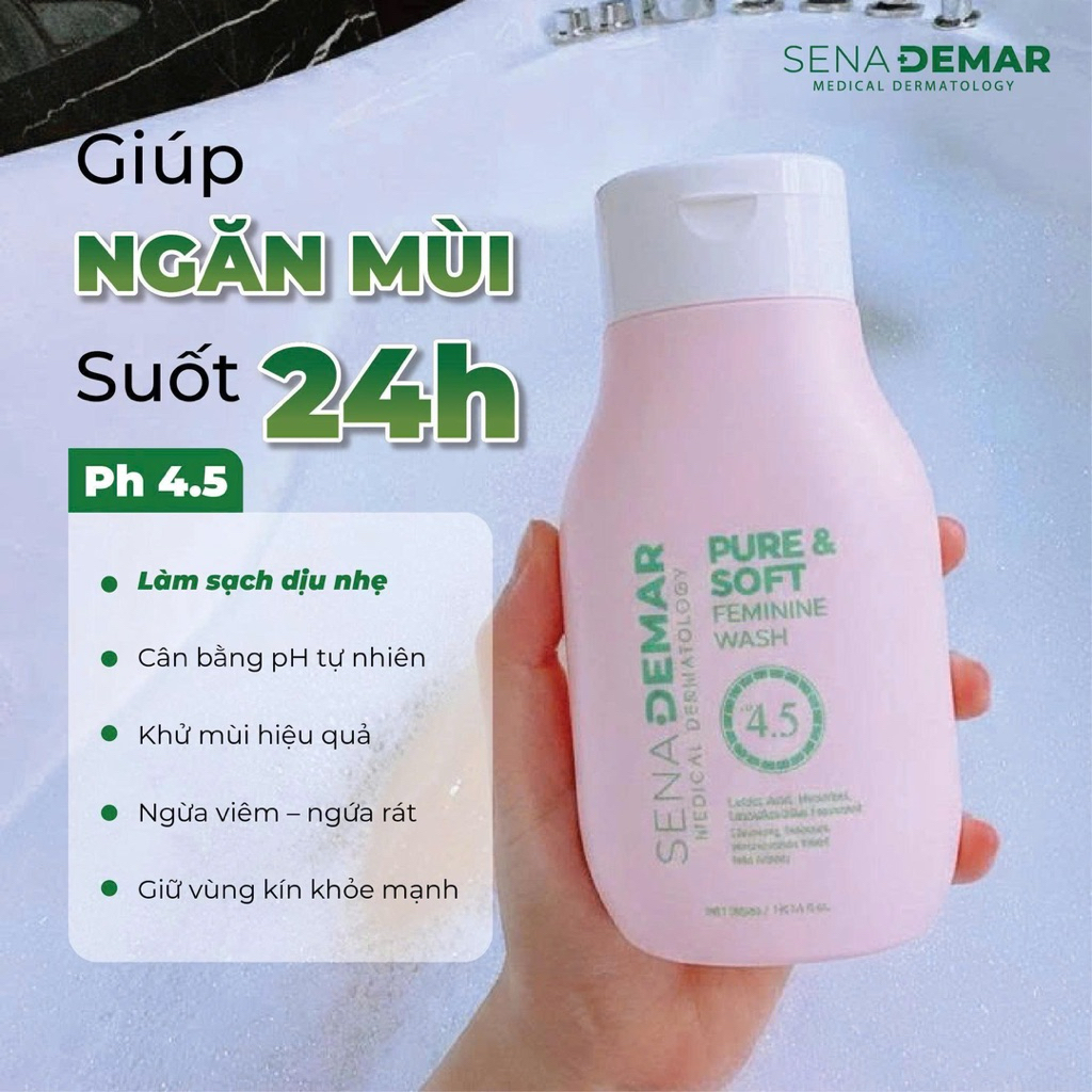 Dung dịch vệ sinh Sena demar pure & soft feminine wash 300ml - hạn 2028 Hàn Quốc dung dịch vệ sinh senademar  IS188
