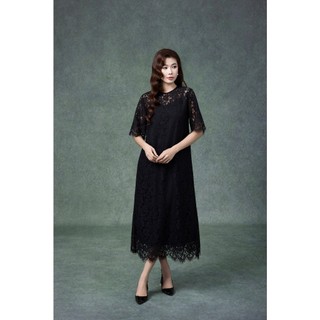 SWANLAKE | Váy Đầm Nữ Maxi Suông Vải Phối Ren Thêu Hoa 2 Lớp Cổ Tròn Tay Lỡ Sang Trọng D13317