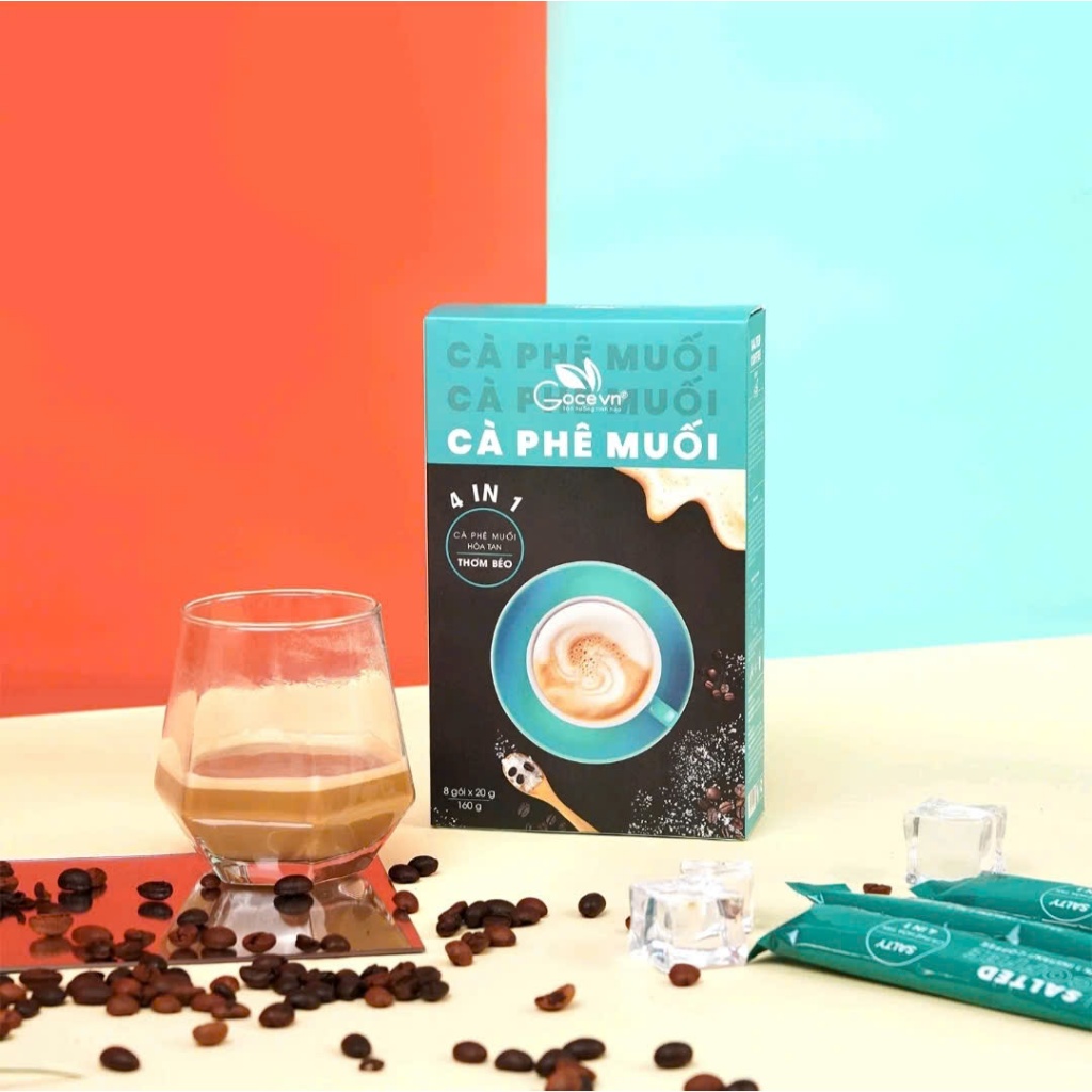 Salted Coffee Goce - Cà Phê Muối Hòa Tan 4 Trong 1 - Khối Lượng  Tịnh 300G (8 Gói x 20G)