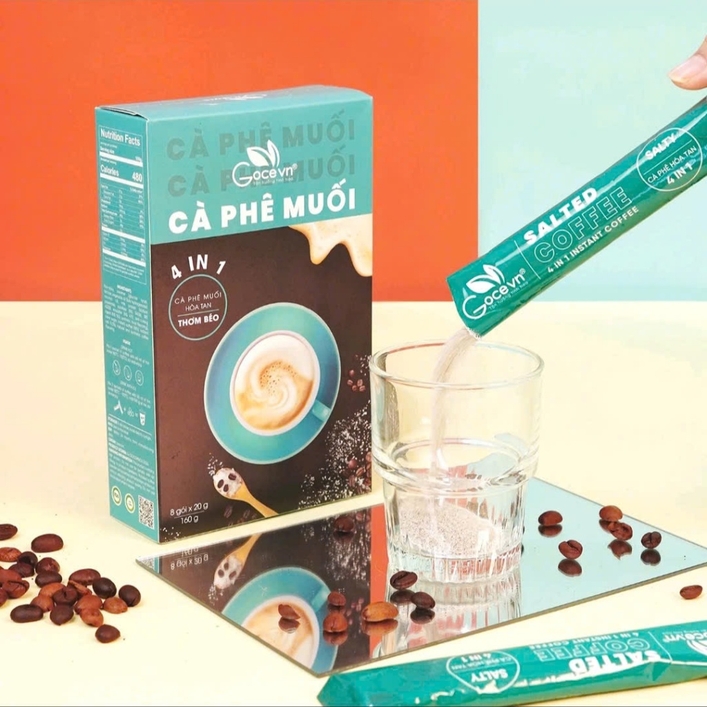 Salted Coffee Goce - Cà Phê Muối Hòa Tan 4 Trong 1 - Khối Lượng  Tịnh 300G (8 Gói x 20G)