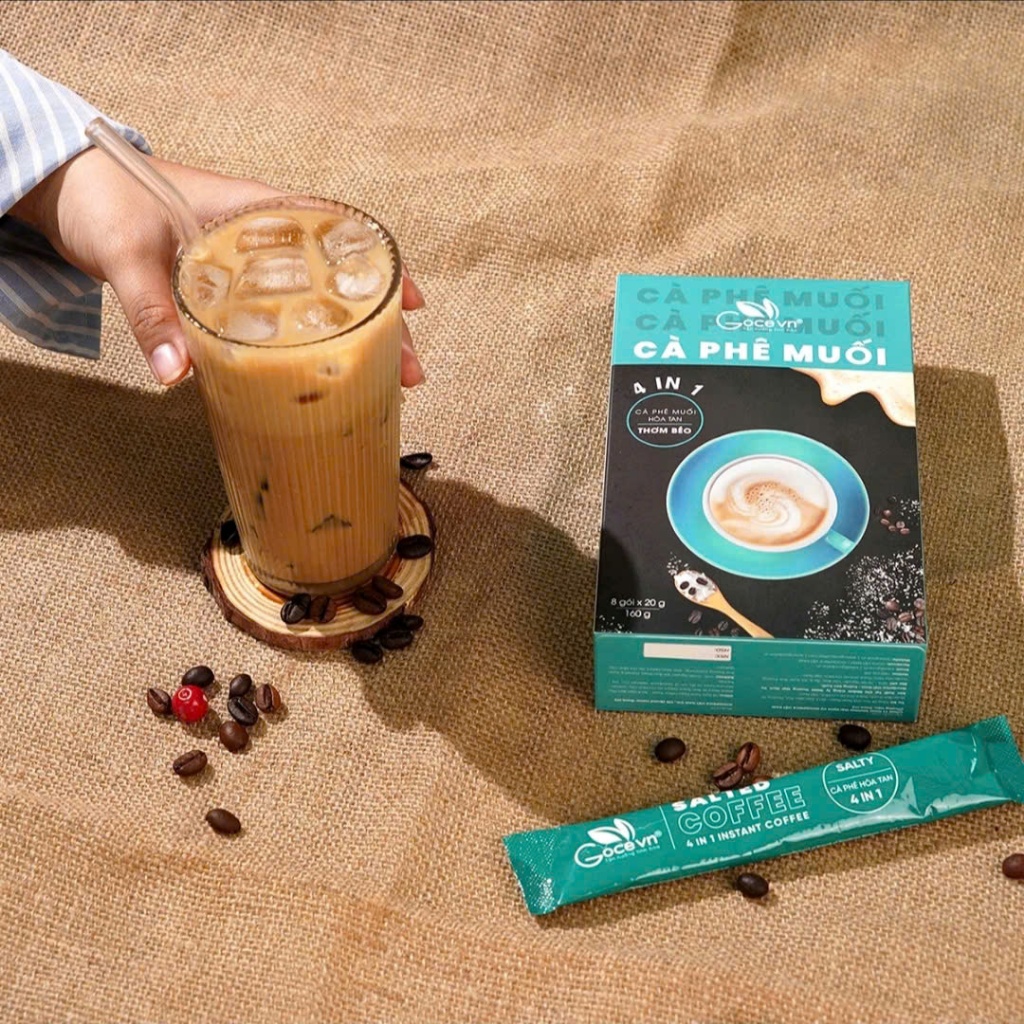 Salted Coffee Goce - Cà Phê Muối Hòa Tan 4 Trong 1 - Khối Lượng  Tịnh 300G (8 Gói x 20G)