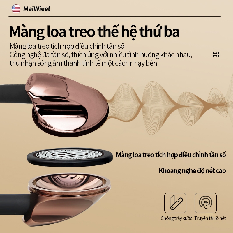 Thương Hiệu MaiWieel A9 Ống Nghe Master Cardiology Đầu Đơn Siêu Nhạy Âm, Siêu Nhẹ Cho Bác Sĩ Y Tá