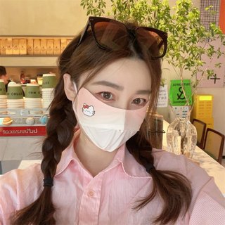 Khẩu Trang Vải 3 Lớp Họa Tiết Gấu Hello Dễ Thương Có Nút Điều Chỉnh – Khẩu Trang Vải Mềm Thoáng Khí