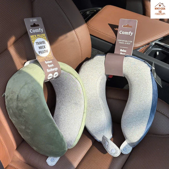 Gối đỡ cổ memory foam Comfy Nhật Bản, gối kê cổ du lịch công thái học, giảm mỏi cổ vai gáy