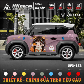 Tem dán xe VF3 - Decal dán xe VF3 MẪU TEM CÔ BÉ DỄ THƯƠNG . 1 bộ dán 2 bên ( mẫu VF3 - 153 )