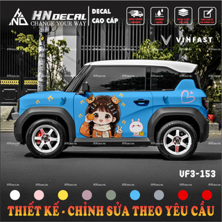 Tem dán xe VF3 - Decal dán xe VF3 MẪU TEM CÔ BÉ DỄ THƯƠNG . 1 bộ dán 2 bên ( mẫu VF3 - 153 )
