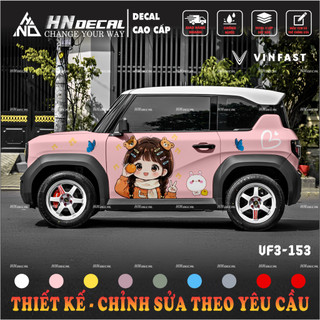 Tem dán xe VF3 - Decal dán xe VF3 MẪU TEM CÔ BÉ DỄ THƯƠNG . 1 bộ dán 2 bên ( mẫu VF3 - 153 )