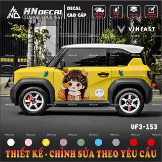 Tem dán xe VF3 - Decal dán xe VF3 MẪU TEM CÔ BÉ DỄ THƯƠNG . 1 bộ dán 2 bên ( mẫu VF3 - 153 )