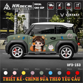 Tem dán xe VF3 - Decal dán xe VF3 MẪU TEM CÔ BÉ DỄ THƯƠNG . 1 bộ dán 2 bên ( mẫu VF3 - 153 )
