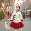 Set váy ngắn, set chất Quảng Châu áo thêu cổ đắp Hanbok phối cột nơ thắt nút tàu kèm váy ngắn Tơ xoè