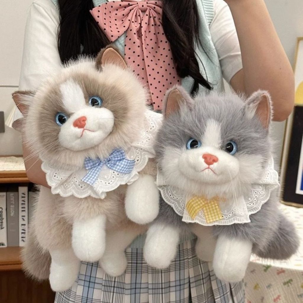 Gấu Bông Con Mèo Giống Thật Lông Dài Mềm Mại Có Phát Tiếng Kêu Làm Gấu Ôm, Ngủ Cho Bạn Gái,Cho Bé Ngày Sinh Nhật,Noel