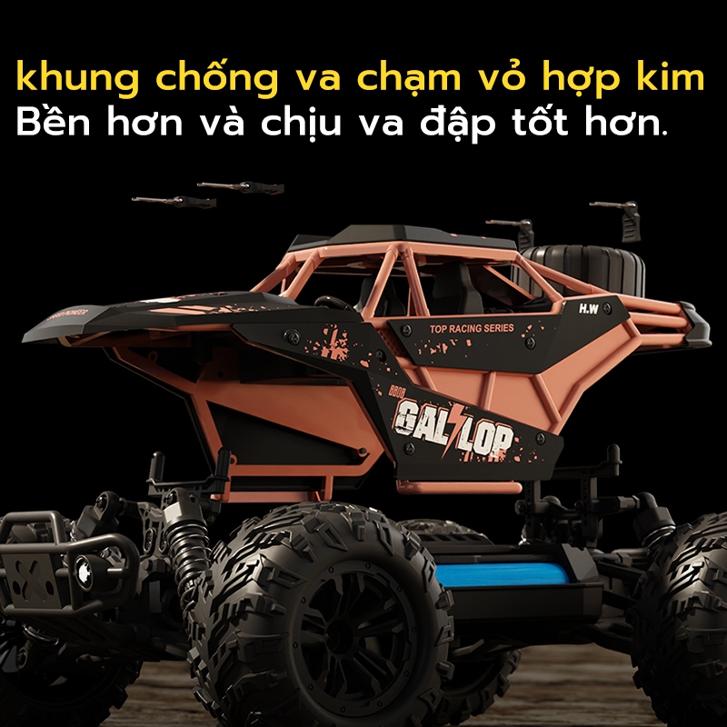 Xe đồ chơi, xe tải điều khiển từ xa 4WD, xe tải địa hình điện tỷ lệ 1:16, tần số 2.4Ghz, tốc độ trên 55 MPH.