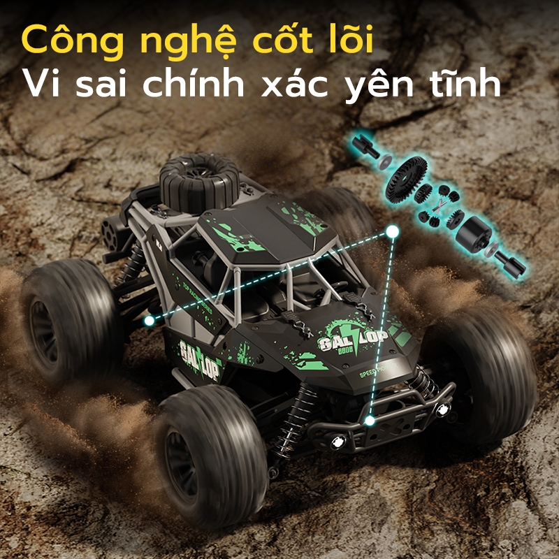 Xe đồ chơi, xe tải điều khiển từ xa 4WD, xe tải địa hình điện tỷ lệ 1:16, tần số 2.4Ghz, tốc độ trên 55 MPH.