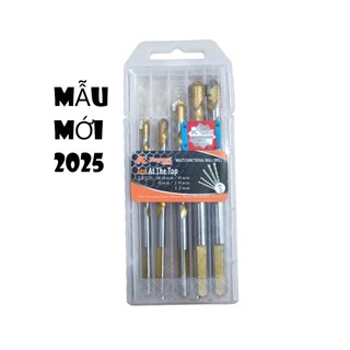Hộp 5 mũi khoan đa năng vàng hãng Kapusi Nhật Bản gồm các cỡ hai mũi 6m và mũi 8, 10, 12mm,có tem chống hàng giả