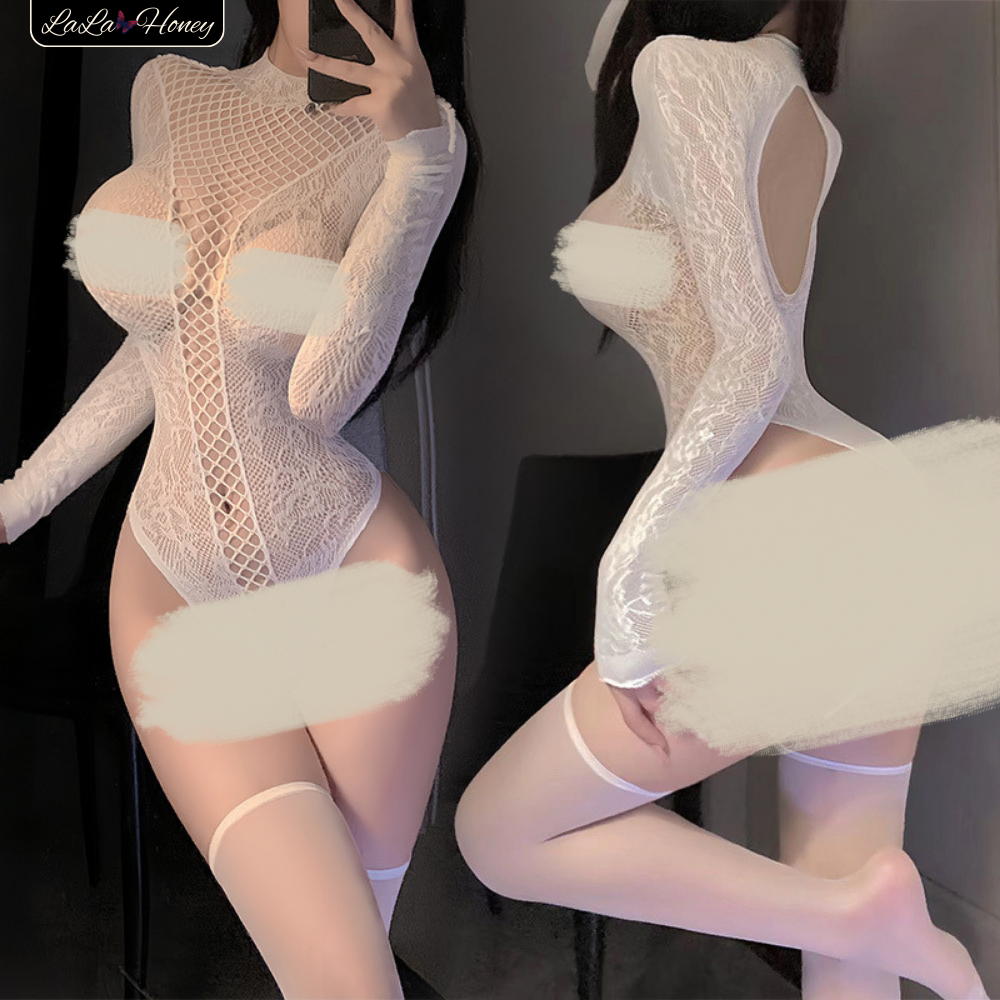Đồ Ngủ Lưới Liền Thân Jacquard Dài Tay Quyến Rũ S54 – LaLaHoney
