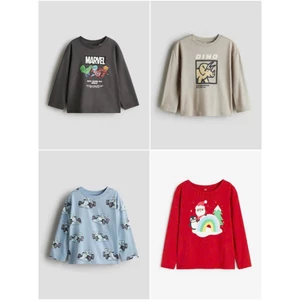 Áo thun cotton dài tay thu đông bé trai lớn kids HM Auth chính hãng