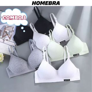 Combo 3 Áo ngực nữ không gọng cup v quyến rũ - Set 3 Áo lót cotton gân tăm đệm mút mỏng êm ái A554