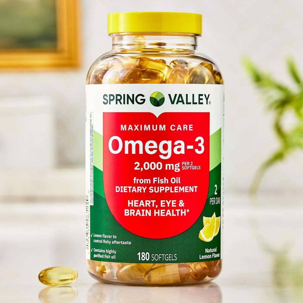 Spring Valley Omega-3 Fish Oil  - Viên Dầu Cá Siêu Cô Đặc Vị Chanh Hỗ Trợ Tốt Trí Não Và Mắt