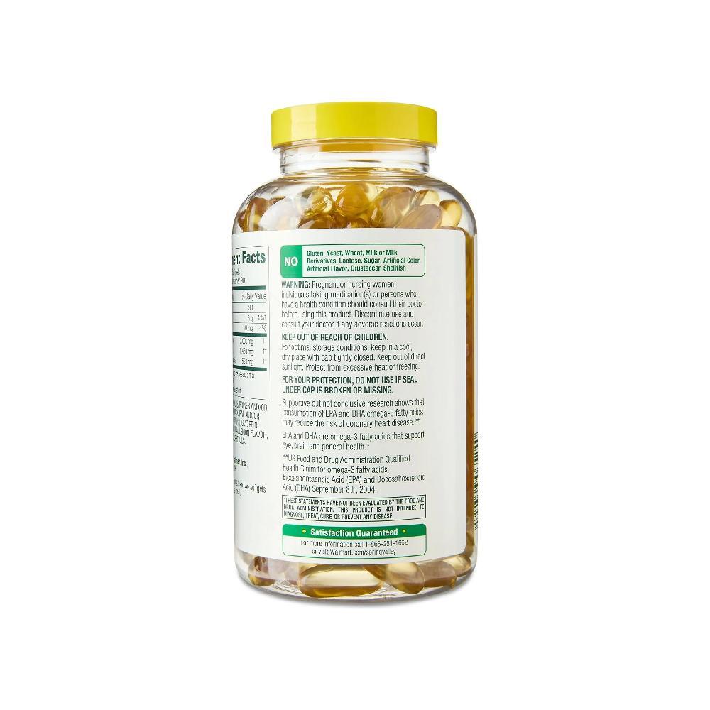Spring Valley Omega-3 Fish Oil - Viên Dầu Cá Siêu Cô Đặc Vị Chanh Hỗ Trợ Tốt Trí Não Và Mắt