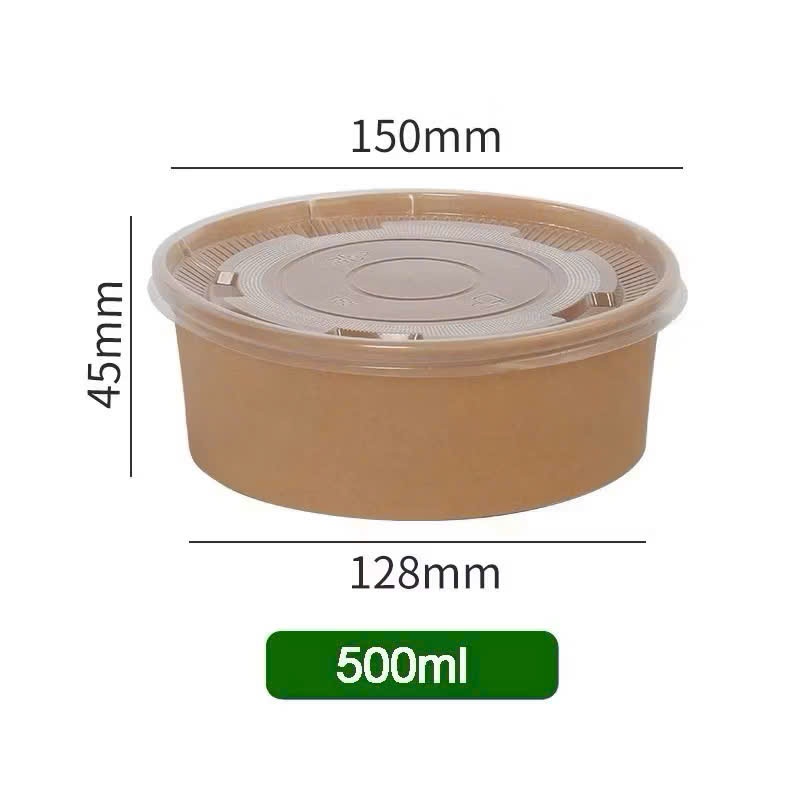 Combo Tô Bát Giấy Tròn Kraft 500ml 750ml 1000ml Đựng Thực Phẩm An Toàn Dùng Một Lần Cho Bún Phở Cơm Mỳ Salad Bánh Ngọt