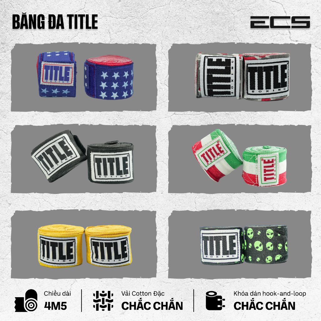 Băng Đa Boxing Chính Hãng Title, Băng Cuốn Tay Boxing Title, Dày dặn, Thoáng Khí