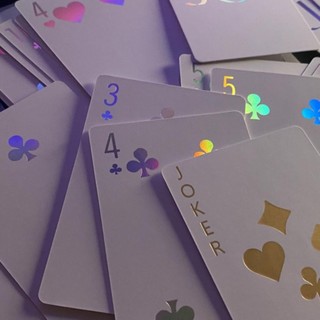 Bộ Bài Galaxy Hologram 54 Lá Poker Phản Quang 7 Sắc Nền Trắng Kèm 2 Joker Decor Quà Tặng Cao Cấp