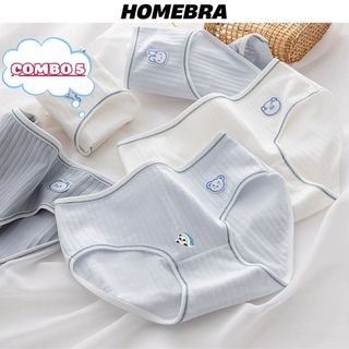 Combo 5 Quần lót nữ đính họa tiết hình thú cute- Set 5 Quần lót cotton màu sắc pastel nhẹ nhàng L861