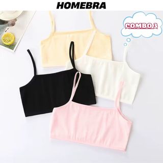 Combo 4 áo lá bé gái cotton thoáng mát, áo lá học sinh không mút dễ chịu, màu trơn dễ phối đồ  B032