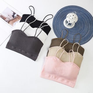 Áo bra nữ chất cotton co giãn tốt Áo lót 2 dây mút sẵn mỏng nhẹ kiểu basic màu trơn dễ phối đồ B7719
