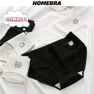 Set 5 Quần lót nữ cotton thấm hút hình đáng yêu - Combo 5 Quần chip đáy may 2 lớp kháng khuẩn LA68