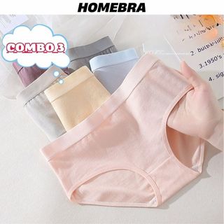 Combo 3 Quần lót nữ cotton cạp vừa quyến rũ, Set 3 Quần chip đáy may 2 lớp kháng khuẩn khử mùi L2020