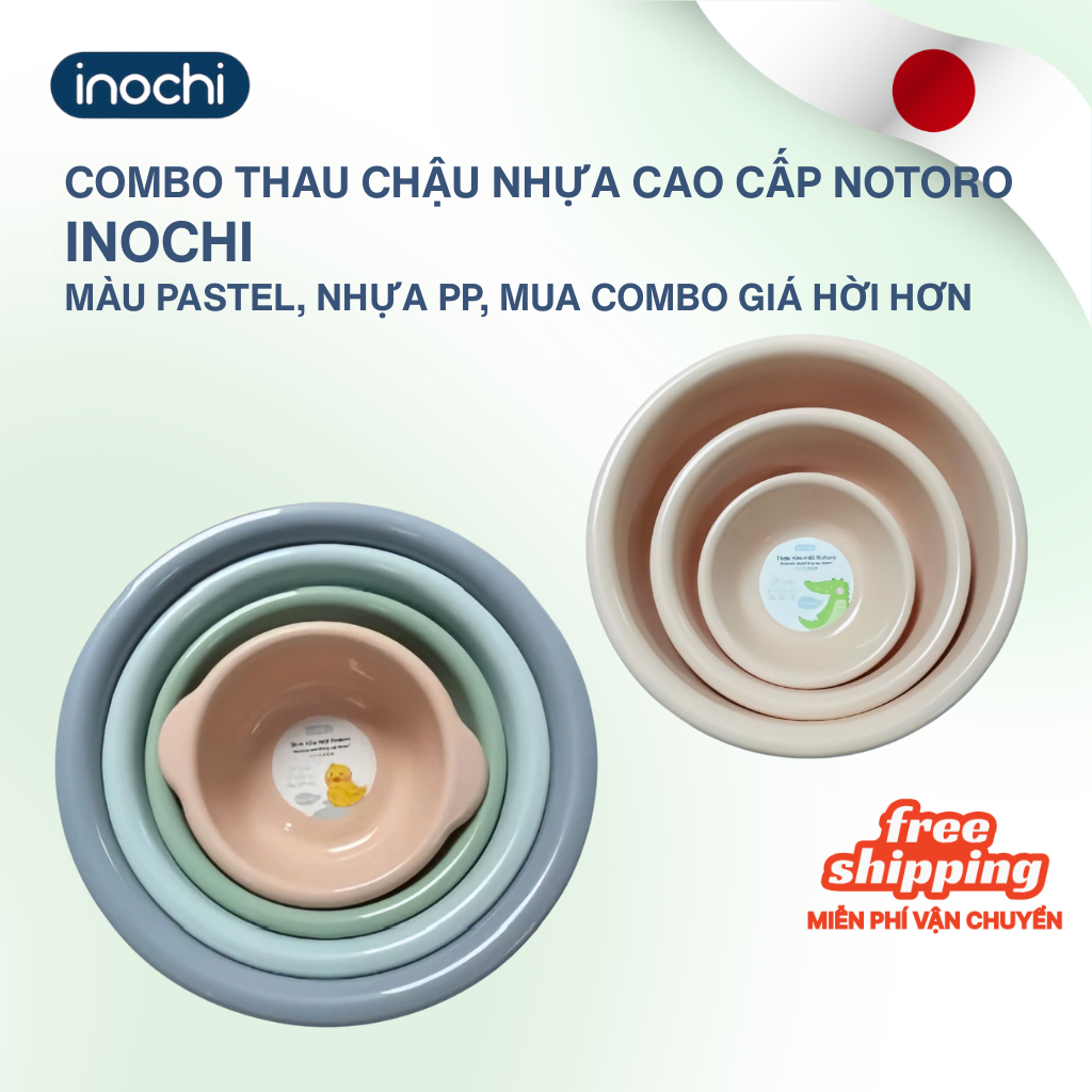 COMBO Thau chậu nhựa cao cấp Notoro Inochi nhiều size 21/27/32/38/50/60cm, nhựa PP an toàn,tiết kiệm