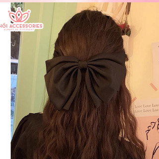 Cặp tóc nơ lớn cặp tóc lụa rủ bản siêu to thanh lịch Hàn Quốc Chồi accessories - Y057