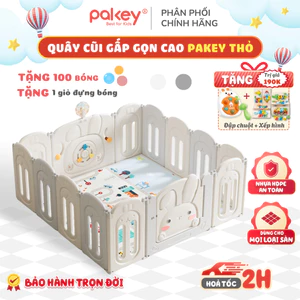 Quây Cũi Nhựa Chính Hãng Pakey, Quây Cố Định, Quây Gấp Gọn Mẫu Dày Dặn Cao Cấp Siêu Đáng Yêu