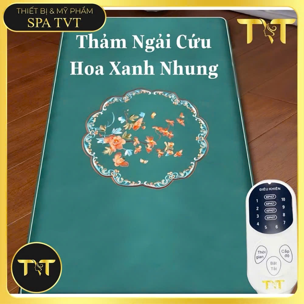 Thảm Ngải Cứu Nhung Xanh TVT , Thảm Sưởi Ấm Dưỡng Sinh Đông Y, Thư Giãn Toàn Thân, BH 12 Tháng