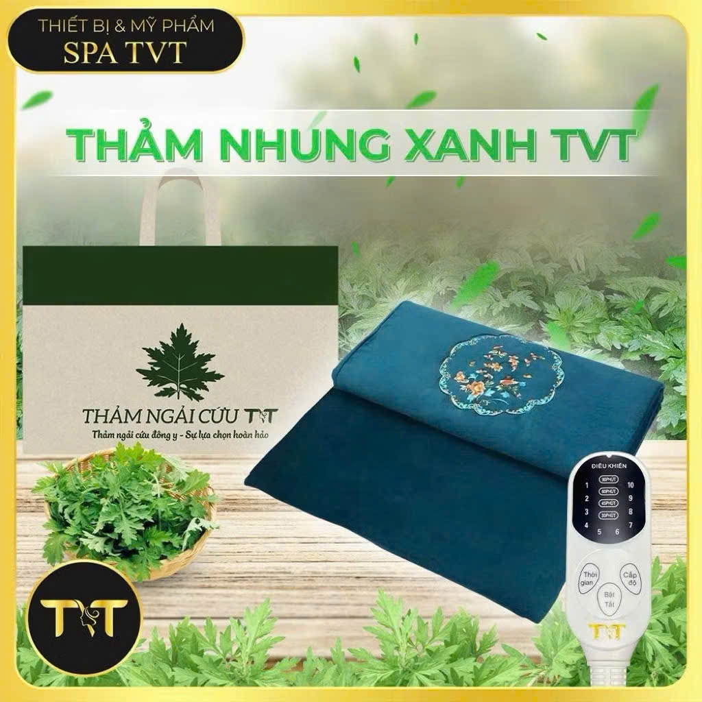 Thảm Ngải Cứu Nhung Xanh TVT , Thảm Sưởi Ấm Dưỡng Sinh Đông Y, Thư Giãn Toàn Thân, BH 12 Tháng