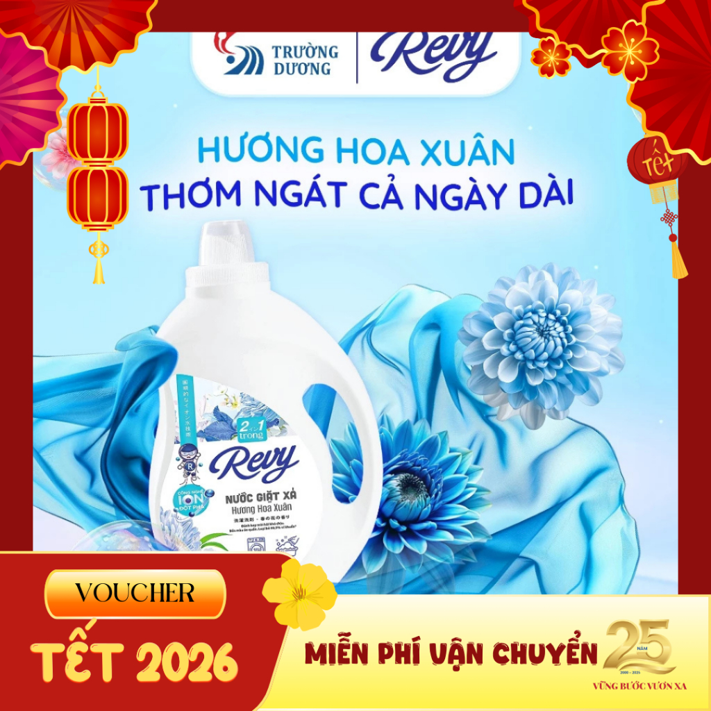 Revy Nước Giặt Xả 2 trong 1-TÚI 3.2kg - Công Nghệ ION Đột Phá Làm Sạch Nhanh Mềm Vải Hương Thơm Mát