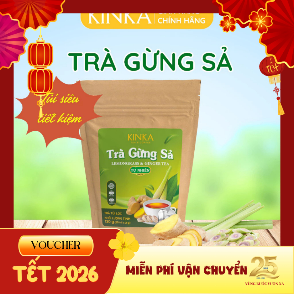 KINKA - Trà Gừng Sả túi lọc - 120g (2g x 60 túi)