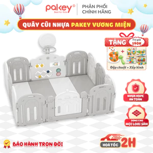 Quây Cũi Nhựa PAKEY Crown Nhật Bản 2026 Tặng Cột Bóng Rổ+ Thảm + 100 Bóng - Quây Nhựa Nguyên Sinh An Toàn Cho Bé