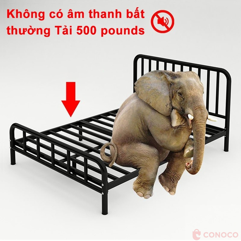 CONOCO Giường sắt khung thép hộp vuông gia cường  xà ngang bản rộng, chống rung lắc tải tĩnh 300kg