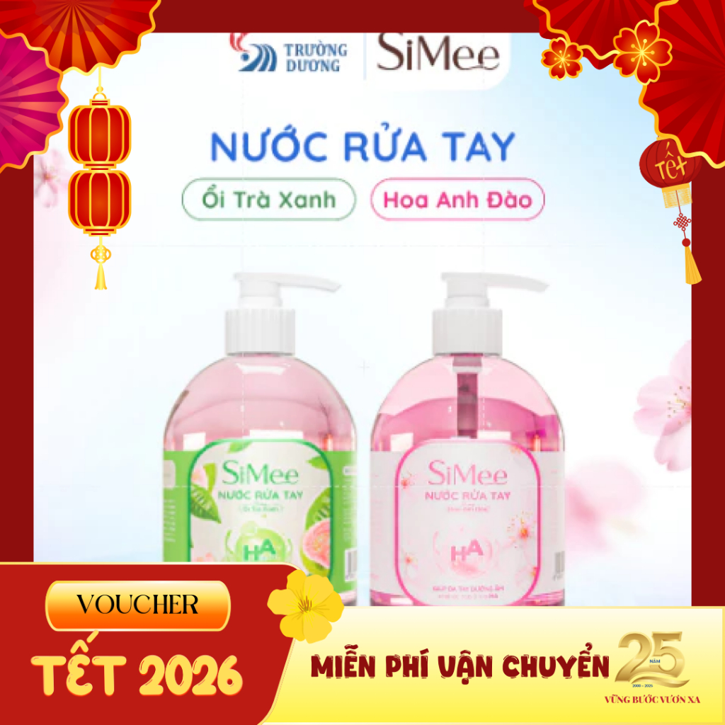 Nước rửa tay SiMee 480ml – Dưỡng ẩm mềm mịn với HA | Hương Hoa Anh Đào / Ổi Trà Xanh🧴