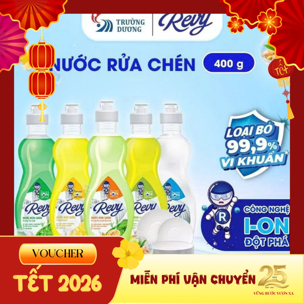 Nước Rửa Chén REVY - Làm Sạch Nhanh, Hiệu Quả, Công nghệ I-ON đột phá | Chai 400g, 800g, 3.8kg