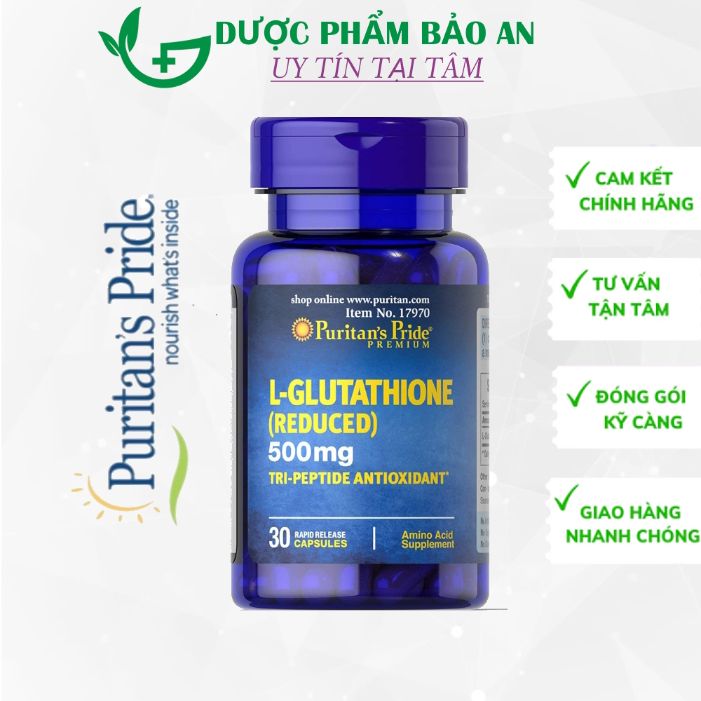 Vin ung thi c gip lm trng da, gim nm Puritan's Pride L-Glutathione  500mg 30 vin ca M | Shopee Vit Nam