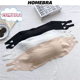 Combo 3 Áo bra nữ đúc su không dây mát mịn co giãn Set 3 Áo lót nữ quây ngang cài sau tiện lợi B8883